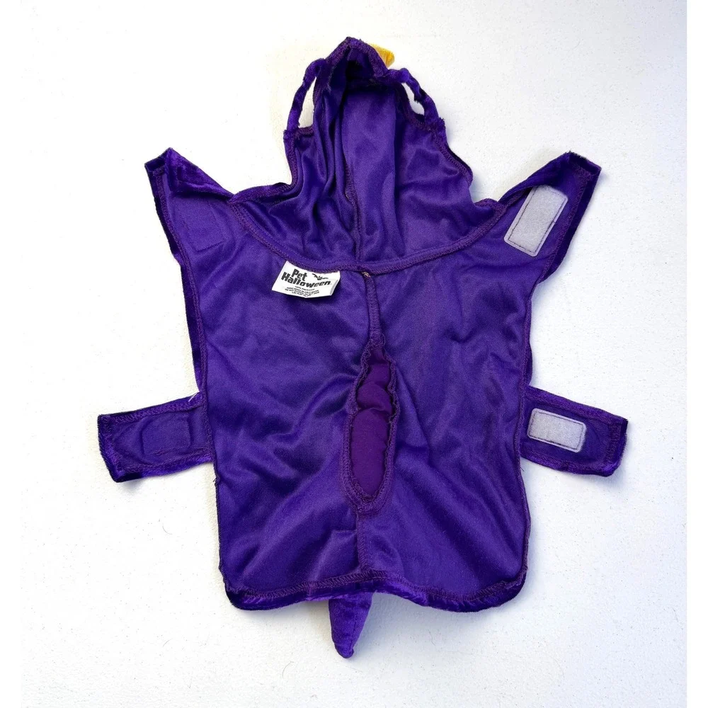 Pet Halloween Purple Dinosaur Costume Small Dog Cat Velvet Yellow Spikes Dragon